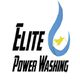 Logo with "Elite Power Washing" text and a stylized blue water droplet with a yellow shape inside.