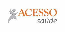 Logo com figura cinza de pessoa estilizada e texto "ACESSO saúde" em laranja e cinza.