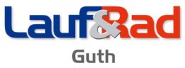 Logo mit dem Text "Lauf&Rad Guth" in blauer, roter und grauer Schrift auf weißem Hintergrund.