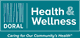 Doral Health & Wellness logo with slogan "Caring for Our Community's Health" on teal background.
