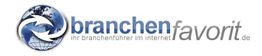 Logo mit Weltkugel, "branchenfavorit.de" und Slogan "ihr branchenführer im internet".