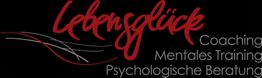 Logo mit rotem "Lebensglück" und grauem Text: Coaching, Mentales Training, Psychologische Beratung.