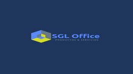Logo de SGL Office en fondo azul, incluye lema "Productos & Servicios".