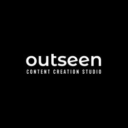 Zwart logo met witte tekst: "outseen content creation studio".