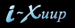Texto "i-Xuup" en azul claro con fondo negro.