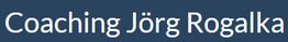 Textbild: "Coaching Jörg Rogalka" in weißer Schrift auf blauem Hintergrund.