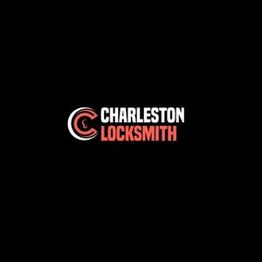 Charleston Locksmith logo with red and white text on a black background.