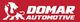 Red and white logo of Domar Automotive featuring a stylized lion.