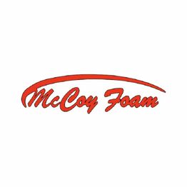 Logo with red text "McCoy Foam" and a curved line above.