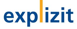 Logo mit dem Wort "explizit" in blauer Schrift, wobei das "l" orange hervorgehoben ist.