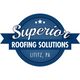 Blue circular logo for Superior Roofing Solutions, Lititz, PA, with stars above the text.