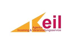 Logo mit Text: "Keil Incoming & Agentur Veranstaltungsservice" in Rot und Gelb.