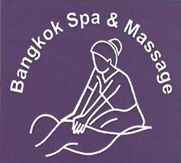 Eine grafische Darstellung einer Massage mit dem Text "Bangkok Spa & Massage".