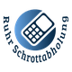 Kreis mit Symbol und Text "Ruhr Schrottabholung", blaues Design, Logo-Stil.