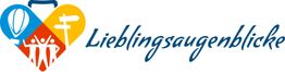 Herz mit Symbolen für Reisen und Freizeit, daneben der Schriftzug "Lieblingsaugenblicke".