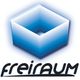 Blau-weißes 3D-Würfel-Logo mit dem Schriftzug "freiraum" darunter.