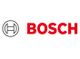 Logo de Bosch avec texte rouge et symbole rond à gauche sur fond blanc.