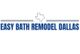 Text logo "Easy Bath Remodel Dallas" with Texas outline above.