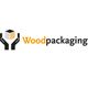 Logo van Woodpackaging met een zwart-wit gestileerde doos en handen.