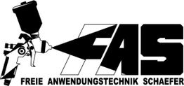 Logo mit Lackierpistole und Schriftzug „FAS - Freie Anwendungstechnik Schaefer“.