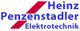 Logo mit rotem und blauem Text: Heinz Penzenstadler Elektrotechnik.