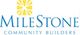 Logo of MileStone Community Builders with a yellow sunburst design above the text.