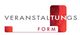 "Logo mit dem Wort 'VERANSTALTUNGSFORM' in Grau und Rot gestaltet, modern und stilisiert."