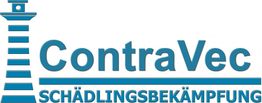Logo mit blauem Leuchtturm und Text "ContraVec Schädlingsbekämpfung".
