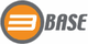 Logo mit orangefarbenem Kreis und weißem "E" sowie grauem Text "BASE".