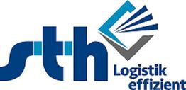 Logo mit „sth Logistik effizient“ und einem stilisierten, offenen Buch oder Dokumentenstapel.