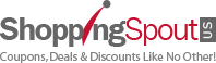 "Shopping Spout US logo with a tagline: Coupons, deals, and promotional codes."
