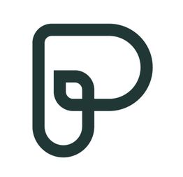 Schwarzes stilisiertes P-Logo auf weißem Hintergrund, bestehend aus ineinander greifenden Linien.