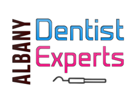 "Albany Dentist Experts logo with dental tool icon below text."