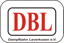 Logo der Dampfbahn Leverkusen e.V. mit roten Buchstaben "DBL" auf weißem Hintergrund.