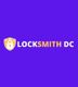 Logo with a shield icon and text "LOCKSMITH DC" on a purple background.