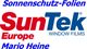 Logo mit Text: "Sonnenschutz-Folien SunTek Europe Window Films Mario Heine".