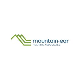 Logo of Mountain Ear Hearing Associates with stylized green mountain lines on the left.