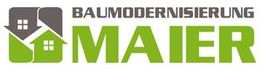 Logo mit Text "Baumodernisierung Maier", grünes Haus-Icon.