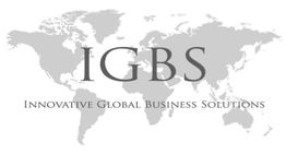 Weltkarte mit dem Schriftzug "IGBS" und "Innovative Global Business Solutions" in Grau.
