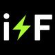 Logo con letras "i" y "F", y un rayo verde en el centro sobre fondo negro.
