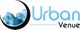 Logo with blue cityscape and text "Urban Venue" in a modern font.
