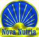 Logo mit gelbem aufgehendem Sonnenmotiv und blauem Hintergrund, Text: „Nova Nutria“.