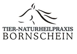 Logo der Tier-Naturheilpraxis Bornschein mit stilisiertem Pferdekopf und wehendem Schweif.
