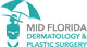 Silhouette of woman with umbrella, "Mid Florida Dermatology & Plastic Surgery" text logo.