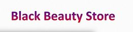 Text "Black Beauty Store" in lila und rot auf weißem Hintergrund.