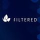 Logo with three white leaves and the word "FILTERED" on a dark blue background.