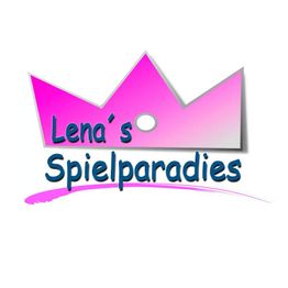 Krone in Rosa mit dem Text "Lena's Spielparadies" in blauer Schrift.