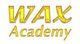 Goldene Schrift "WAX Academy" auf weißem Hintergrund.