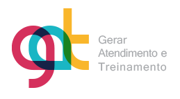 Logo colorido com as letras "gat" e texto "Gerar Atendimento e Treinamento" à direita.
