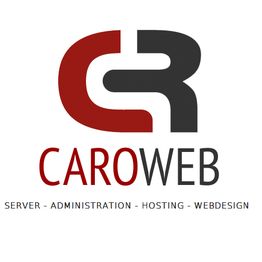 Logo von CAROWEB mit Schriftzug in rot und schwarz; Dienstleistungen: Server, Hosting, Webdesign.